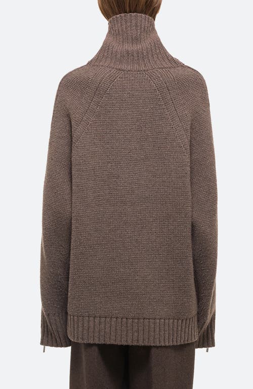 Helmut Lang Zipped Wool-cashmere Turtleneck Sweater In Brown