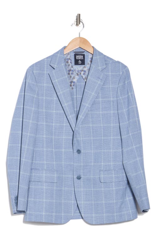 Original Penguin Windowpane Print Notch Lapel Stretch Blazer In Blue