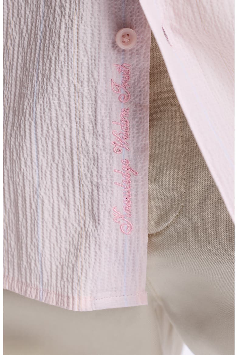 Textured Stretch Cotton Button-Up Shirt, Alternate, color, PINK