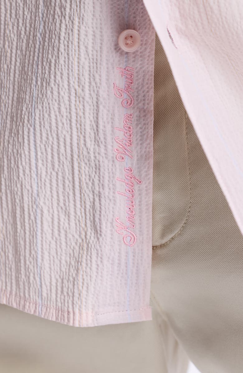 Robert Graham Textured Stretch Cotton Button-Up Shirt, Alternate, color, Pink