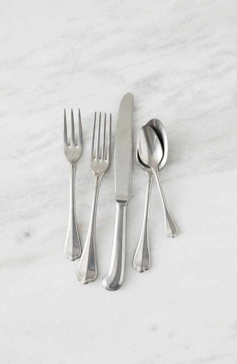 Fortessa San Marco Antiqued 20-Piece Flatware Set, Alternate, color, Silver