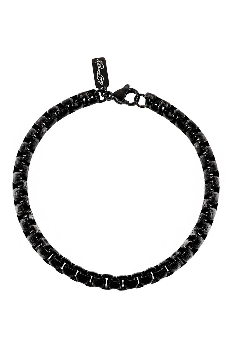 Men's Box Chain Bracelet, Main, color, BLACK