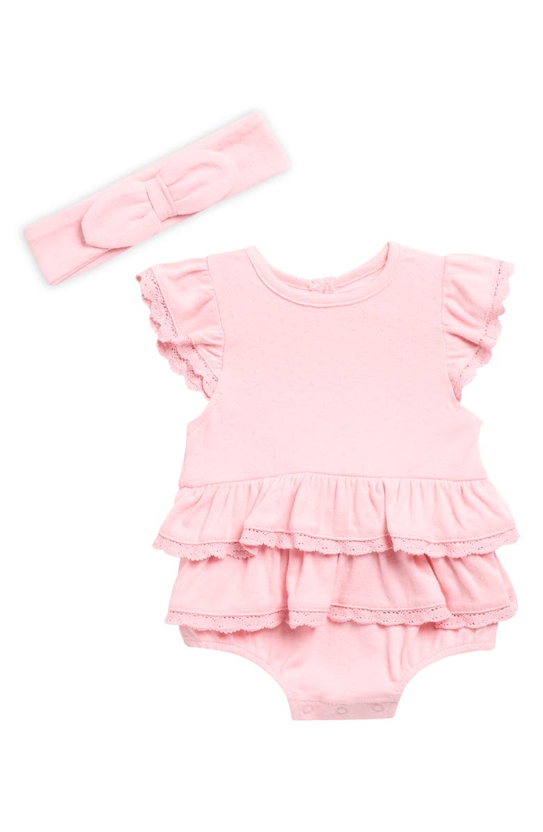 Little Me Candy Lace Bubble Bodysuit & Headband Set, Main, color, 