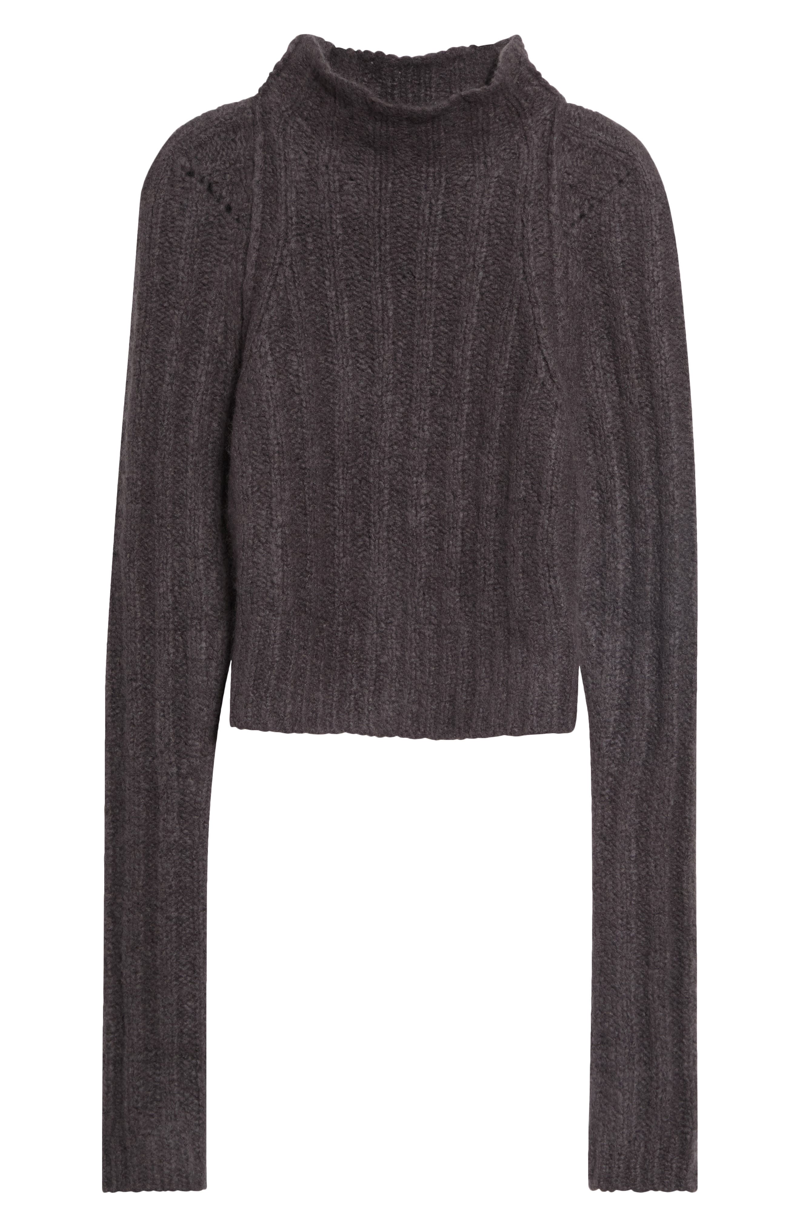 Rick Owens Ribbed Mock Neck Cashmere & Silk Cropped Sweater (Women ...