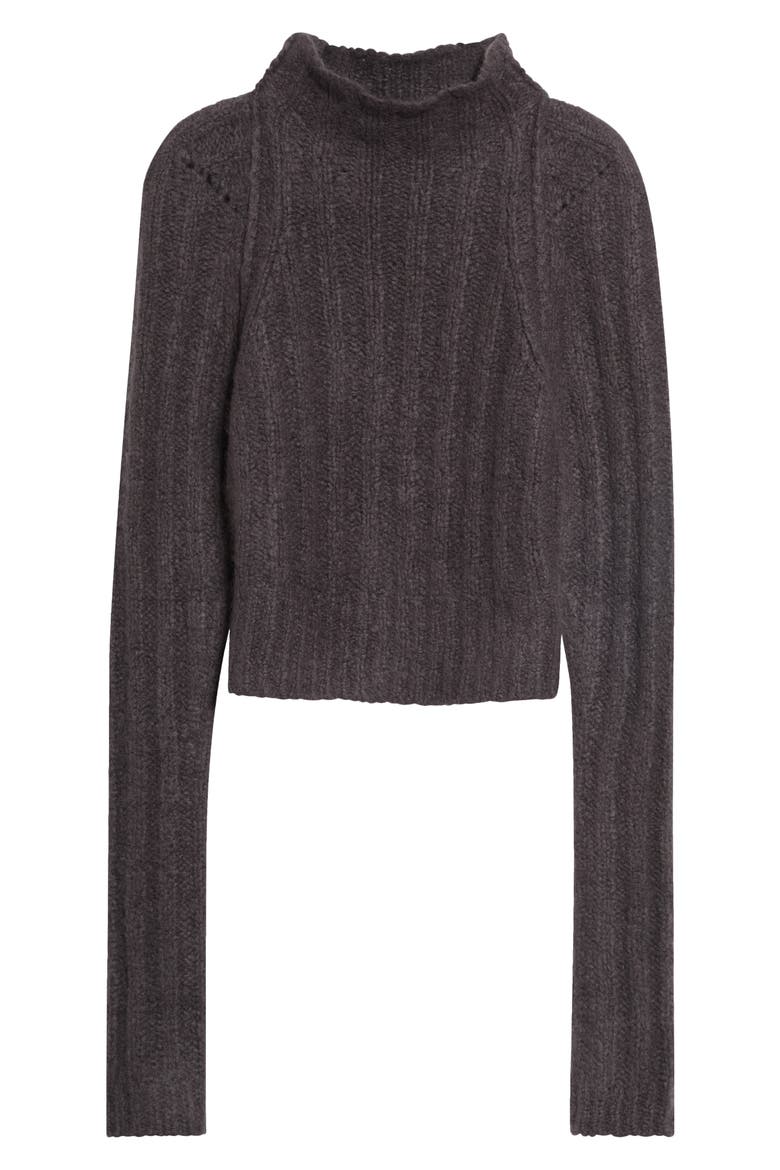 Ribbed Mock Neck Cashmere & Silk Cropped Sweater, Main, color, DARK DUST