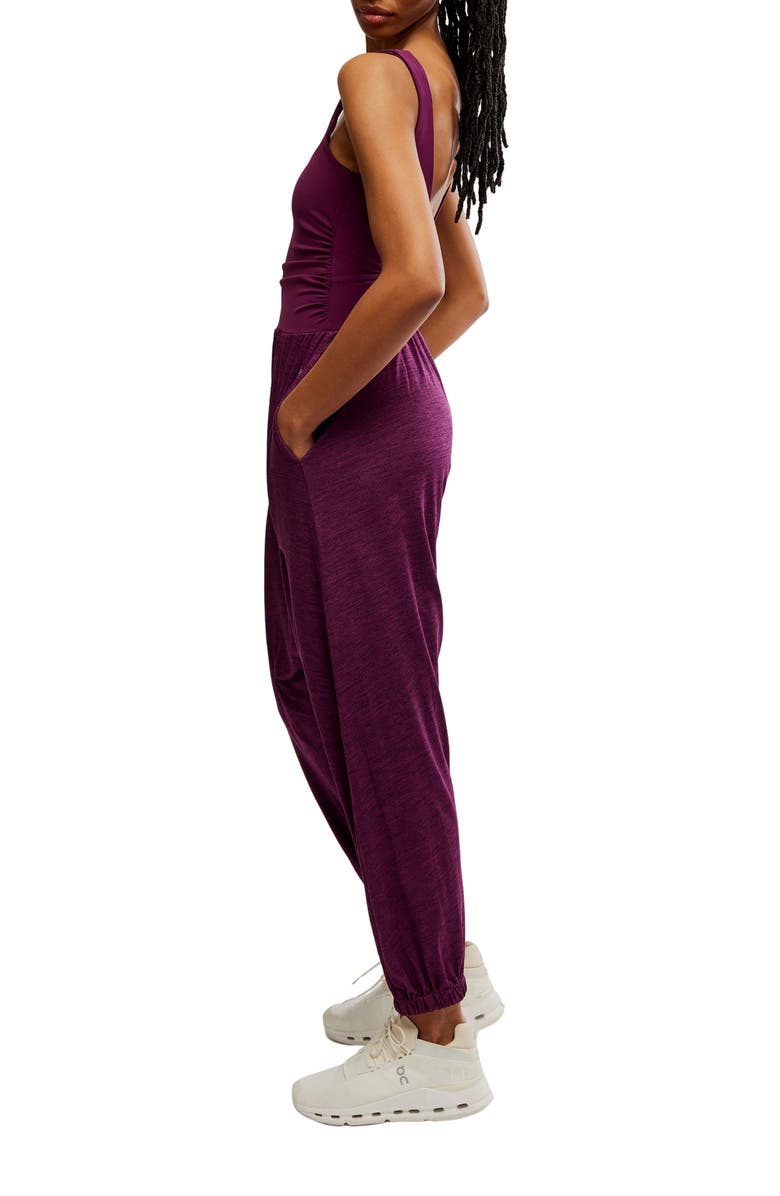Free People Shiny Happy Tank Jumpsuit, Alternate, color, Black Cherry