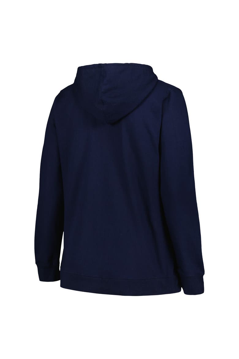 Women's Profile Deep Sea Blue Seattle Kraken Plus Size Arch Over Logo Pullover Hoodie, Alternate, color, Navy
