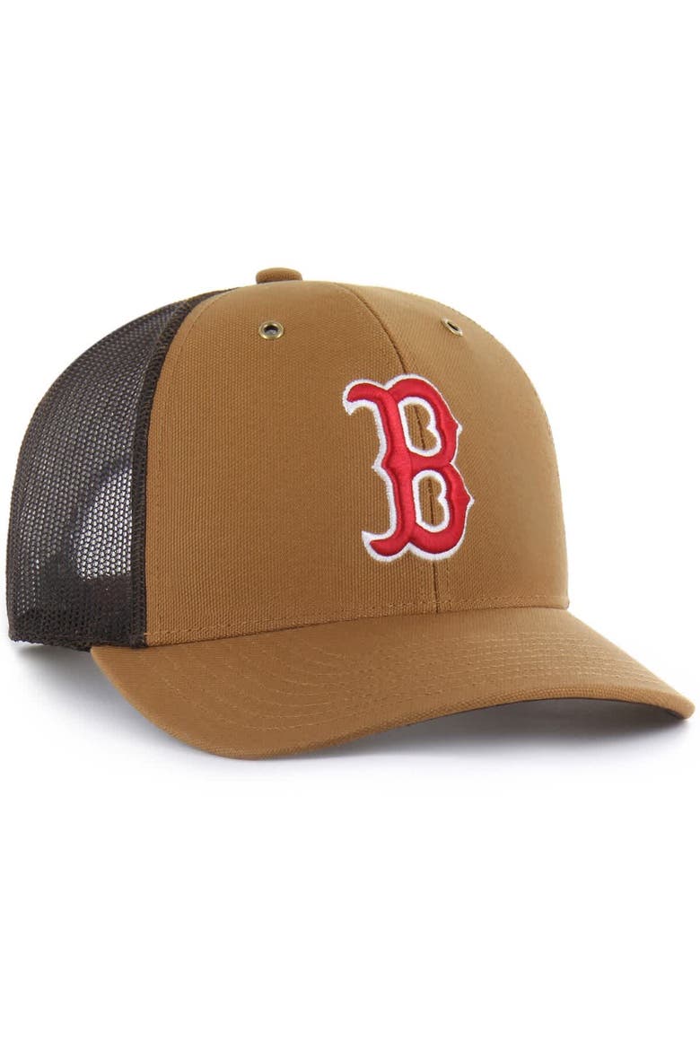 Men's Carhartt x '47  Brown Boston Red Sox Trucker Adjustable Hat, Alternate, color, Brown