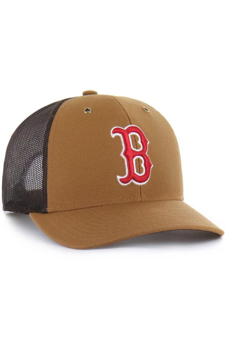 CARHARTT X 47 Men's Carhartt x '47  Brown Boston Red Sox Trucker Adjustable Hat, Alternate, color, 