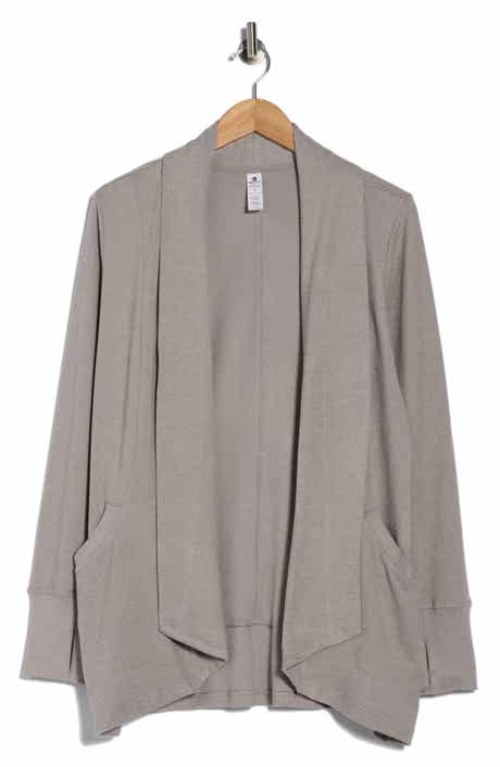 90 DEGREE BY REFLEX Marled Piqué Open Front Cardigan