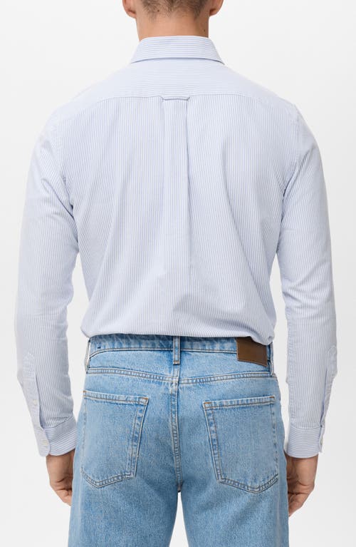 Mango Stripe Cotton Button-up Oxford Shirt In Blue