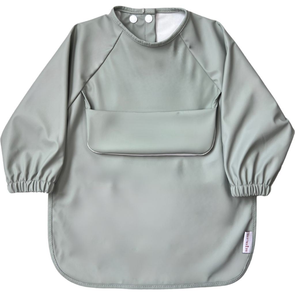 Neferland Classic High-pocket Long Sleeve Bib Smock In Sage (2t-4t)