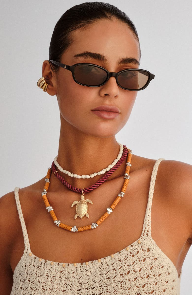 Le Specs Honey Pot 55mm Oval Sunglasses, Alternate, color, Black / Brown Mono