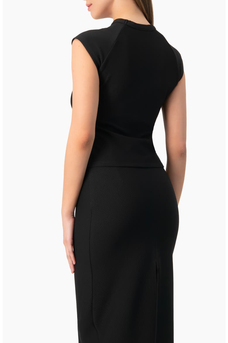 Stretch Knit Mock-Neck Sleeveless Fitted Top, Alternate, color, Black