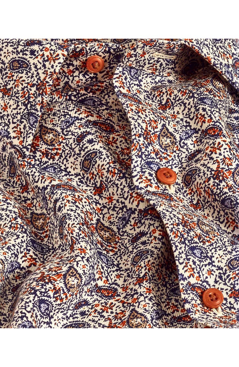 David Donahue Paisley Print Sport Shirt, Alternate, color, Navy/ Pumpkin