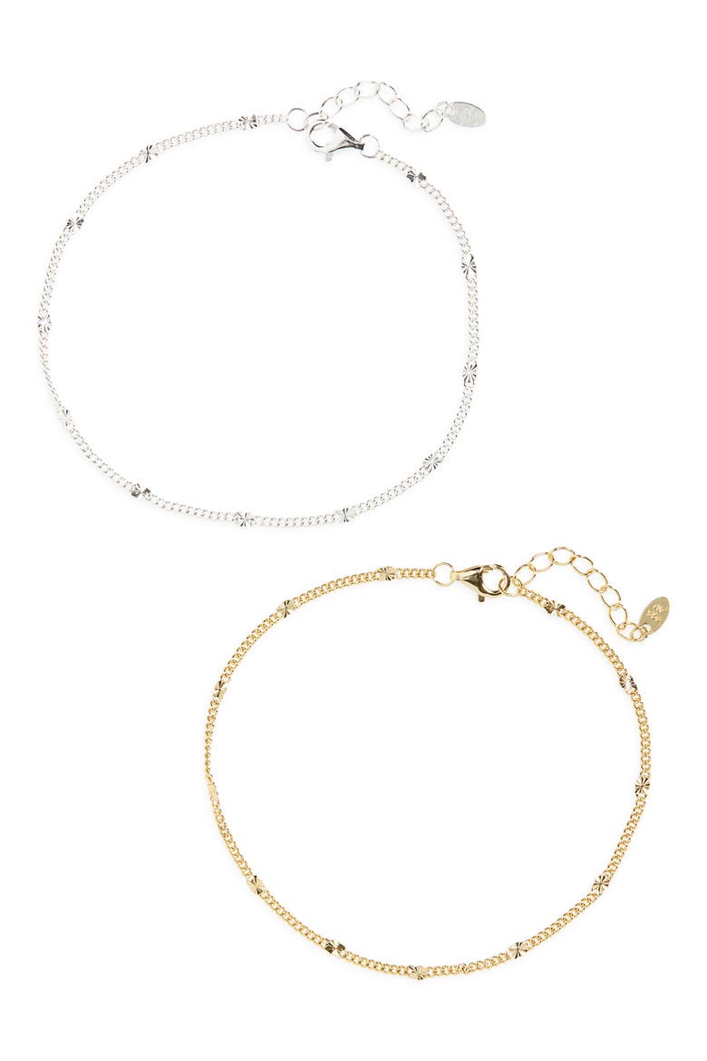 Set of 2 Double Layering Bracelets, Alternate, color, GOLD/ SILVER