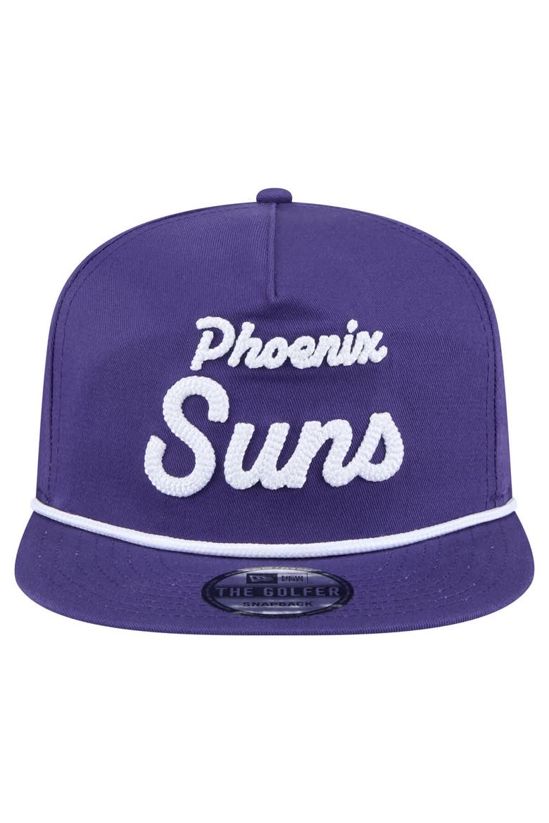 Men's New Era Purple Phoenix Suns Team Text Golfer Snapback Hat, Alternate, color, Purple