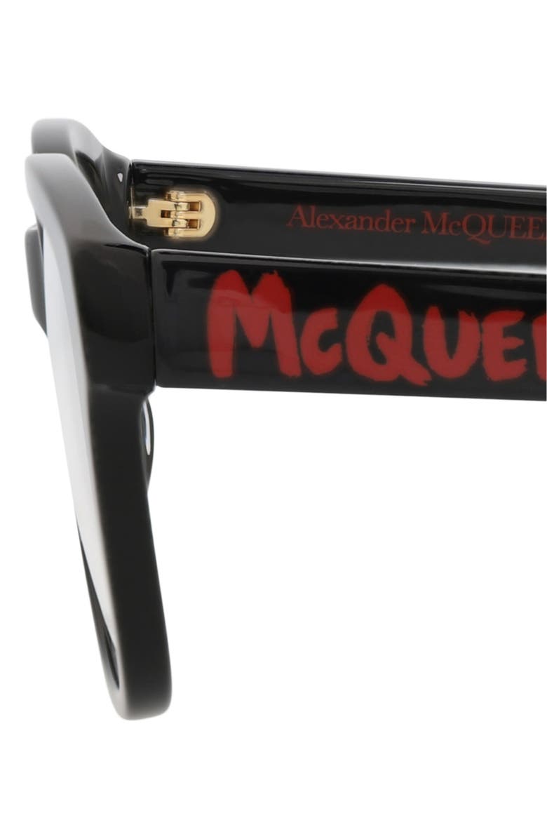 McQueen 52mm Square Optical Glasses, Alternate, color, Black Black Transparent