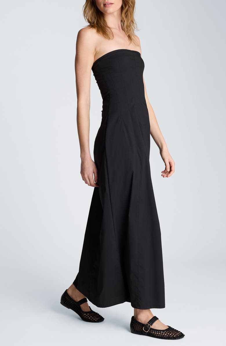 Kenneth Cole Strapless Stretch Poplin Maxi Dress, Alternate, color, Black