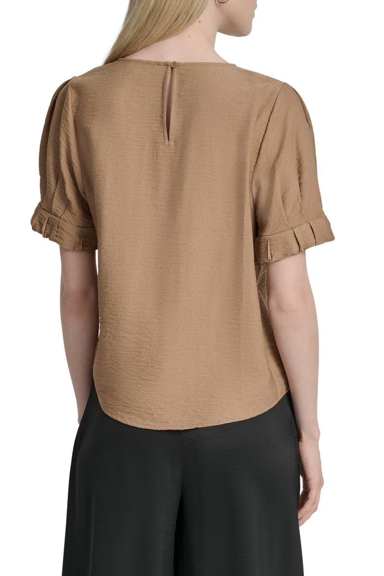 Crinkle Texture Short Sleeve Top, Alternate, color, TRUFFL