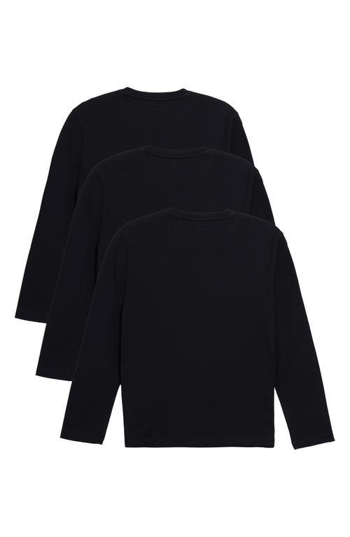 X-ray Xray Kids' 3-pack Long Sleeve Cotton T-shirts In Black