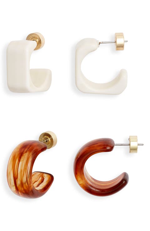 Set of 2 Resin Hoop Earrings