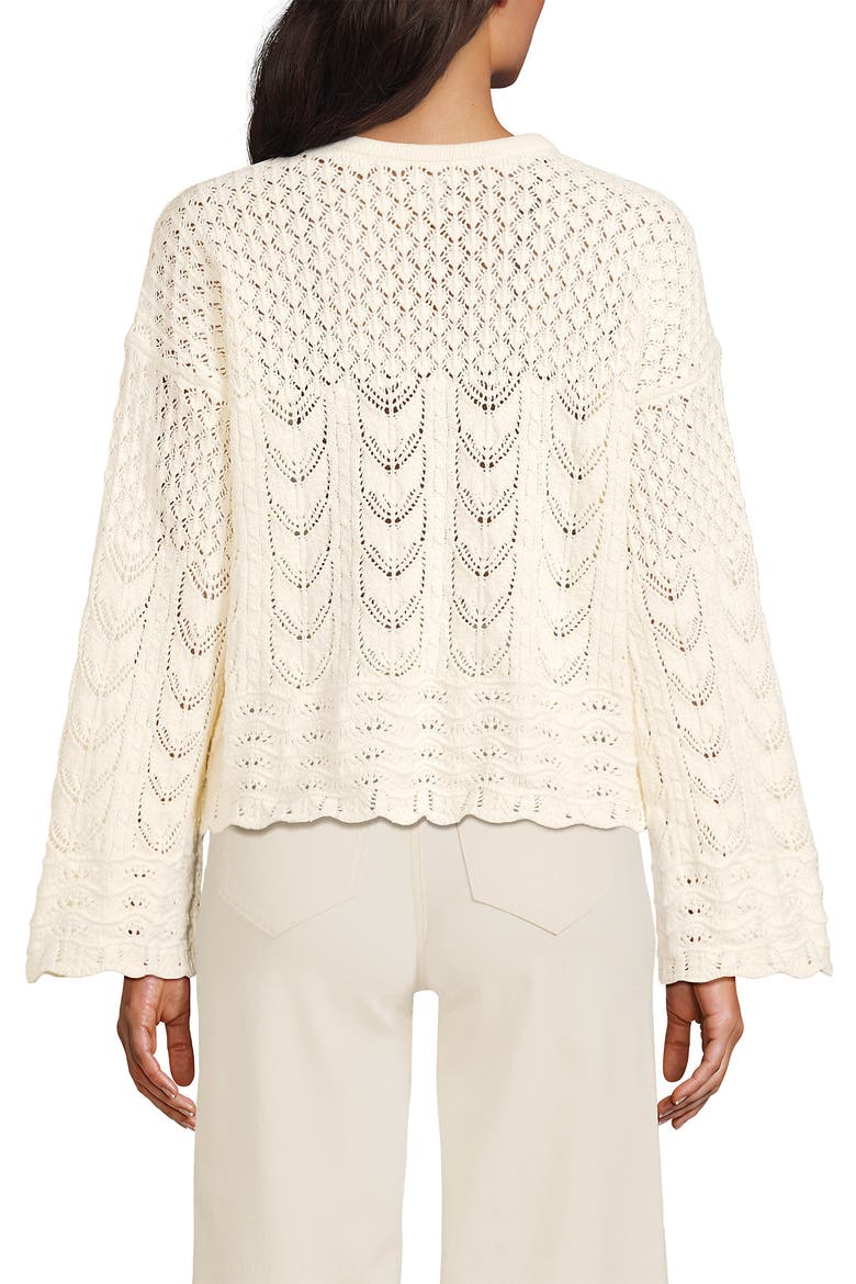 Cotton Boucle Pointelle Notch Neck Sweater, Alternate, color, Fresh Ivory