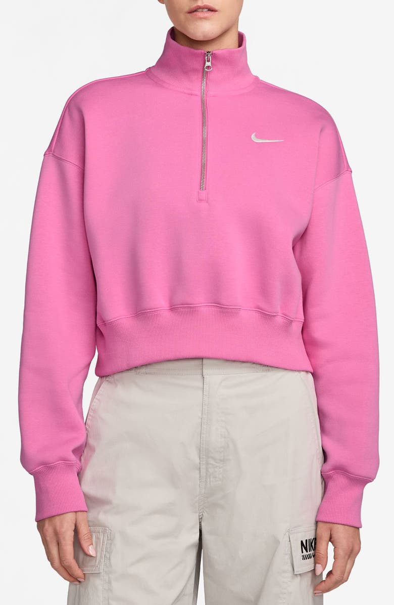 Nike Sportswear Phoenix Fleece Crop Sweatshirt, Main, color, Playful Pink/ Sail