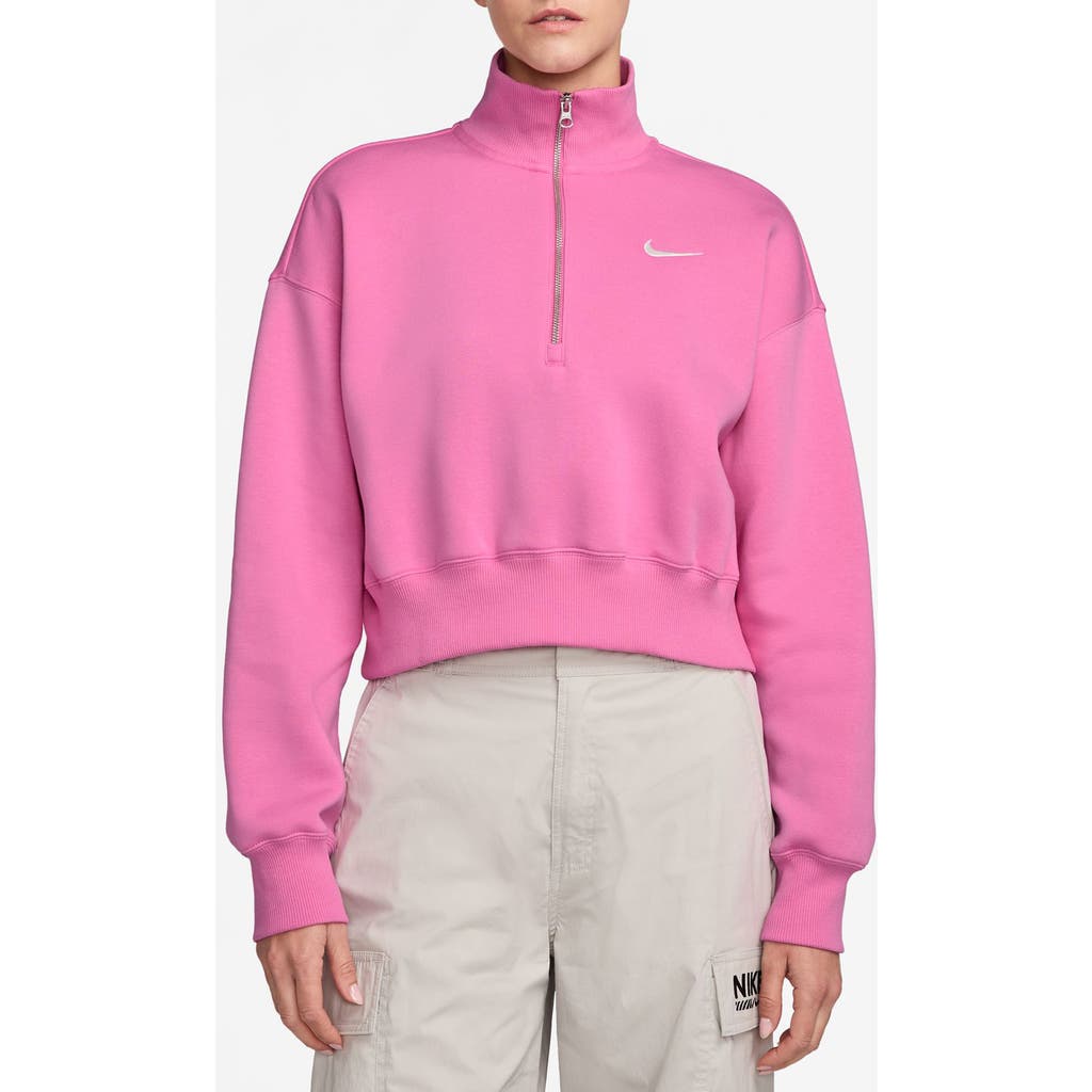 Nike Sportswear Phoenix Fleece Crop Sweatshirt In Pink