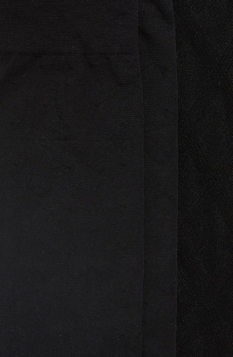 Nordstrom 3-Pack Assorted Sheer Ankle Socks, Alternate, color, Black