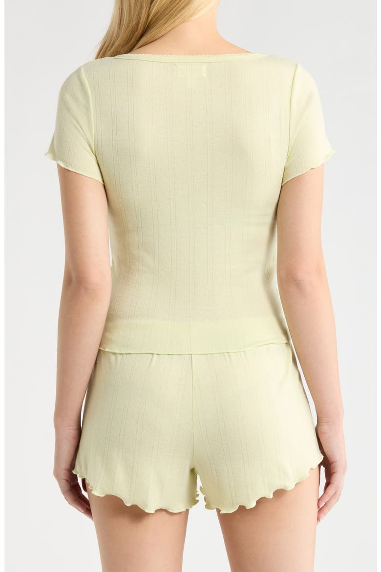 Pointelle Knit Short Pajamas, Alternate, color, GREEN FEATHER