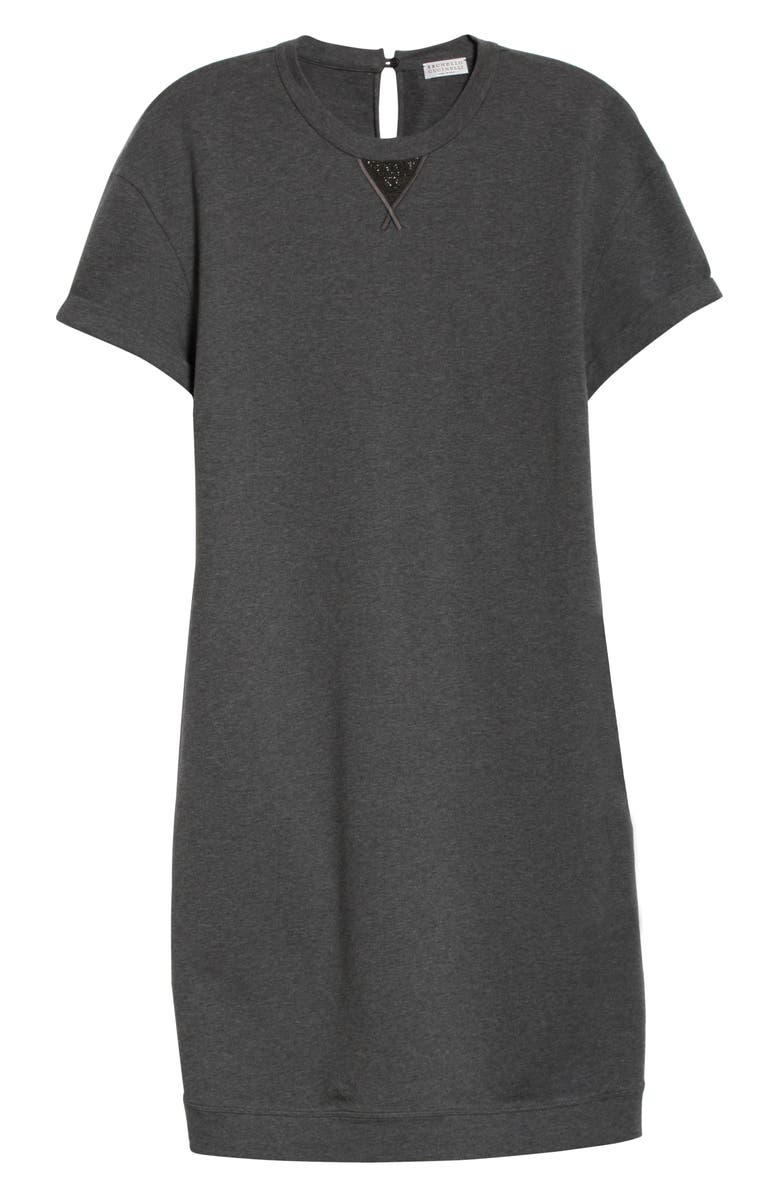 Brunello Cucinelli Brunello Cucinello Monili Detail Sweatshirt Dress, Alternate, color, 