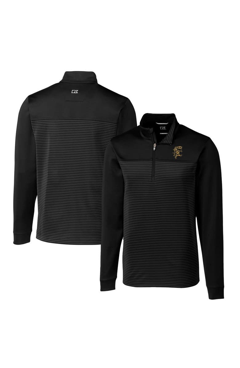 Cutter & Buck Men's Cutter & Buck Black Grambling Tigers Big & Tall Traverse Stripe Stretch Quarter-Zip Pullover Top, Main, color, 