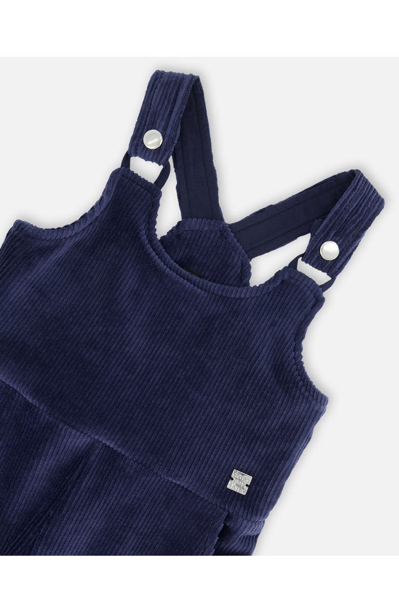 Deux par Deux Girl's Velvet Stretch Cargo Overalls Navy, Alternate, color, 