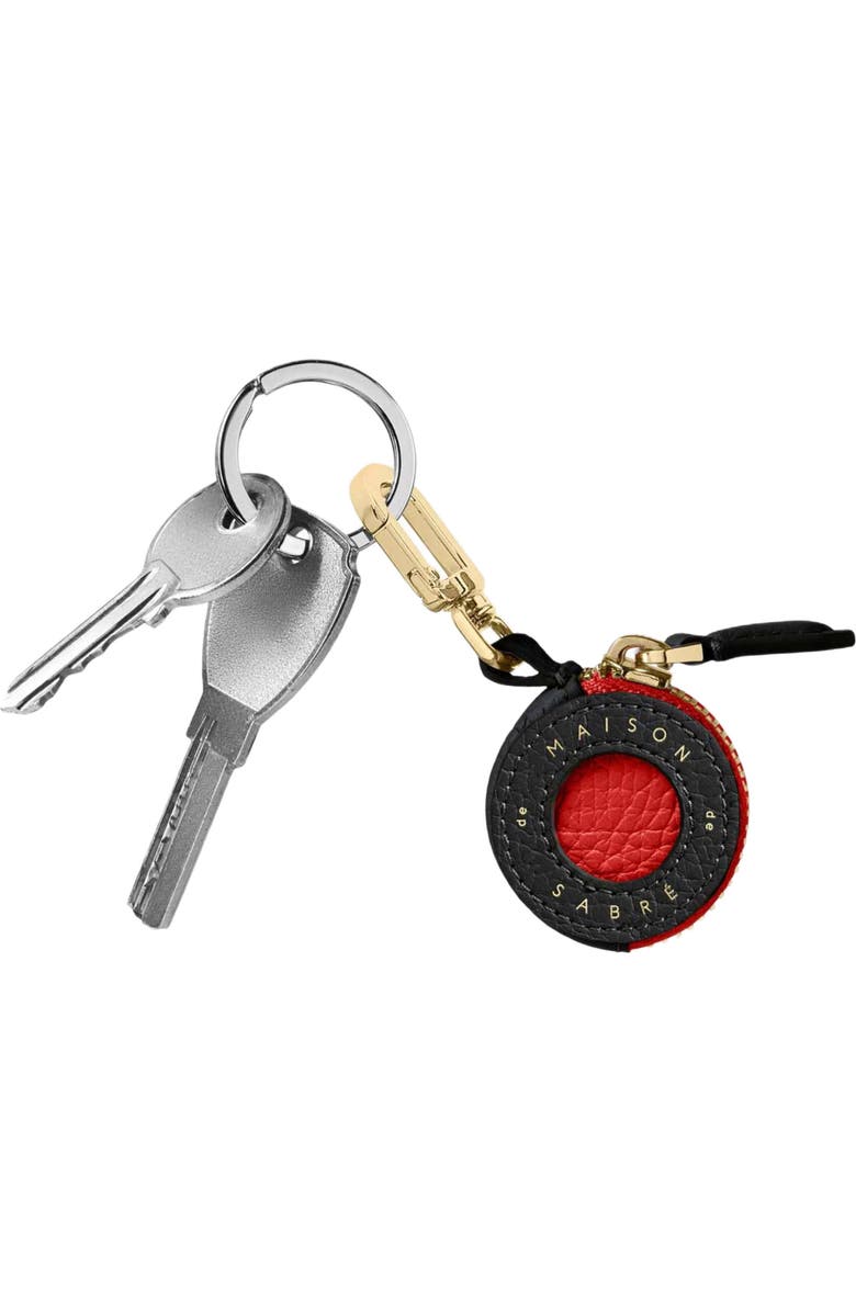 MAISON de SABRÉ Leather AirTag Charm, Alternate, color, Pomegranate Caviar