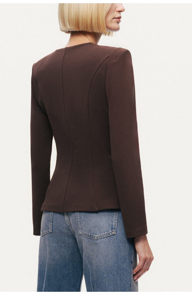 Nocturne Zip-Front Structured Top, Alternate, color, Brown