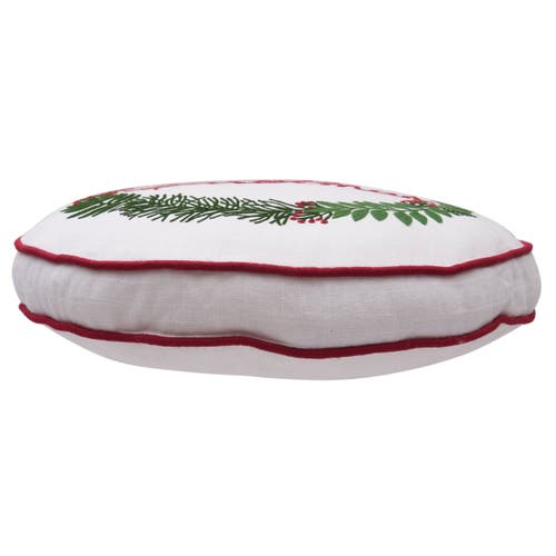 C & F Home C&f Home Merry Christmas Berry Wreath Round Pillow In White