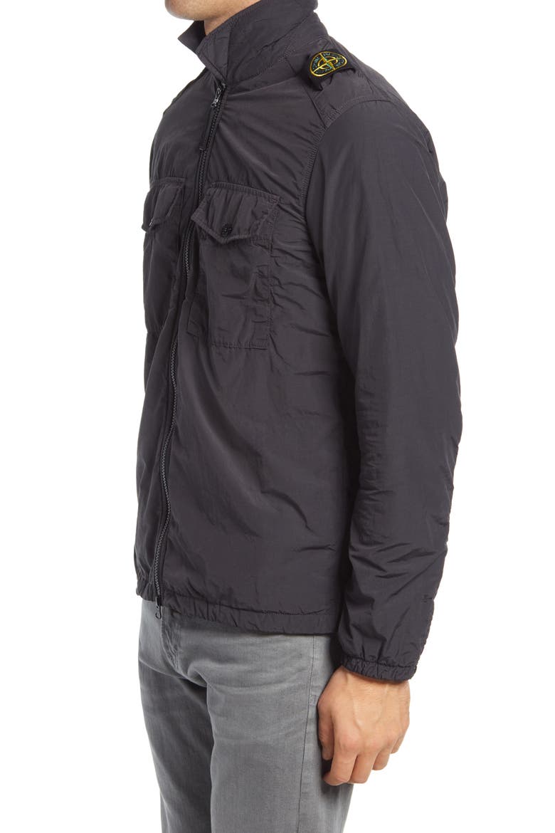 Garment Dyed Crinkle Reps Nylon Shirt Jacket, Alternate, color, CHARCOAL