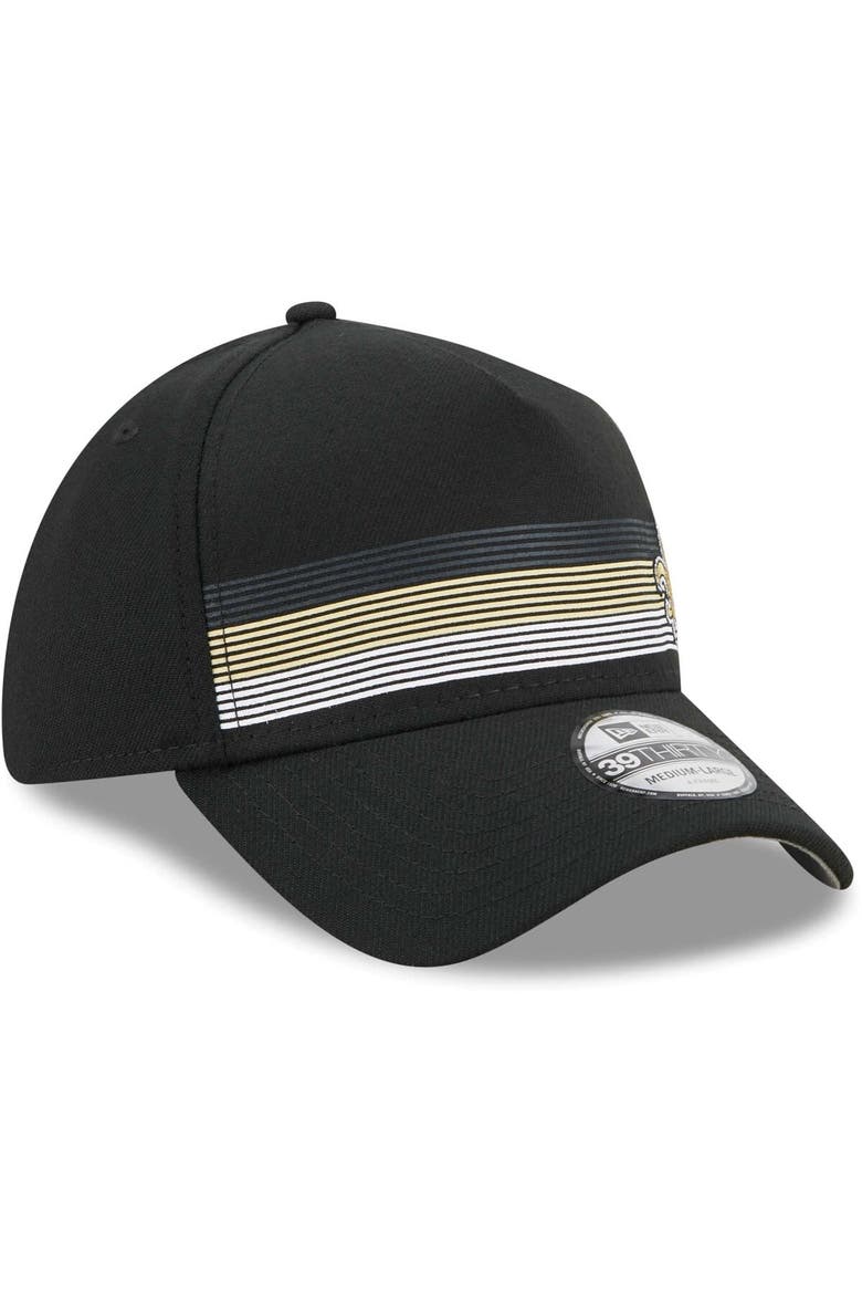 Men's New Era Black New Orleans Saints Flawless Stripe 39THIRTY Flex Hat, Alternate, color, Black