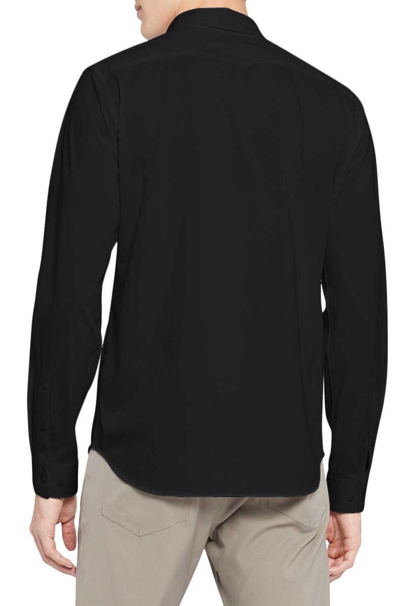 Theory Sylvain ND Structure Knit Button-Up Shirt, Alternate, color, Black