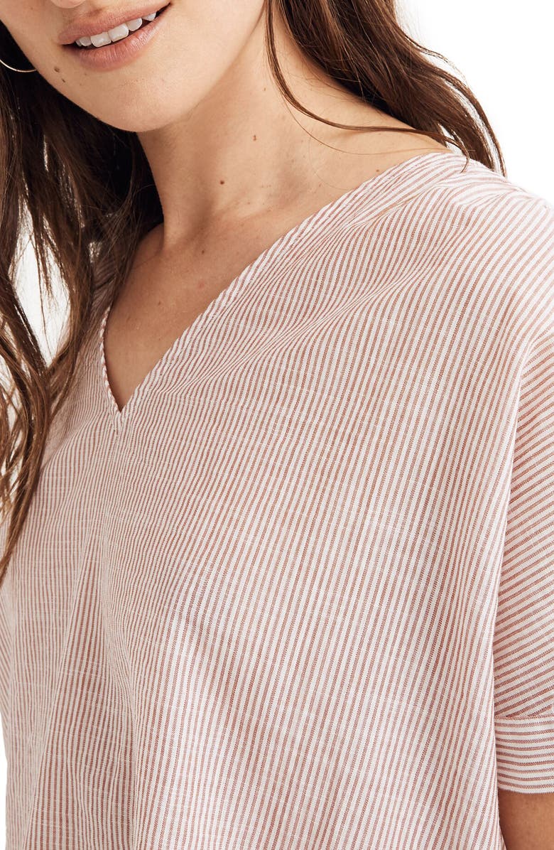 Madewell Stripe Button-Back Top, Alternate, color, 