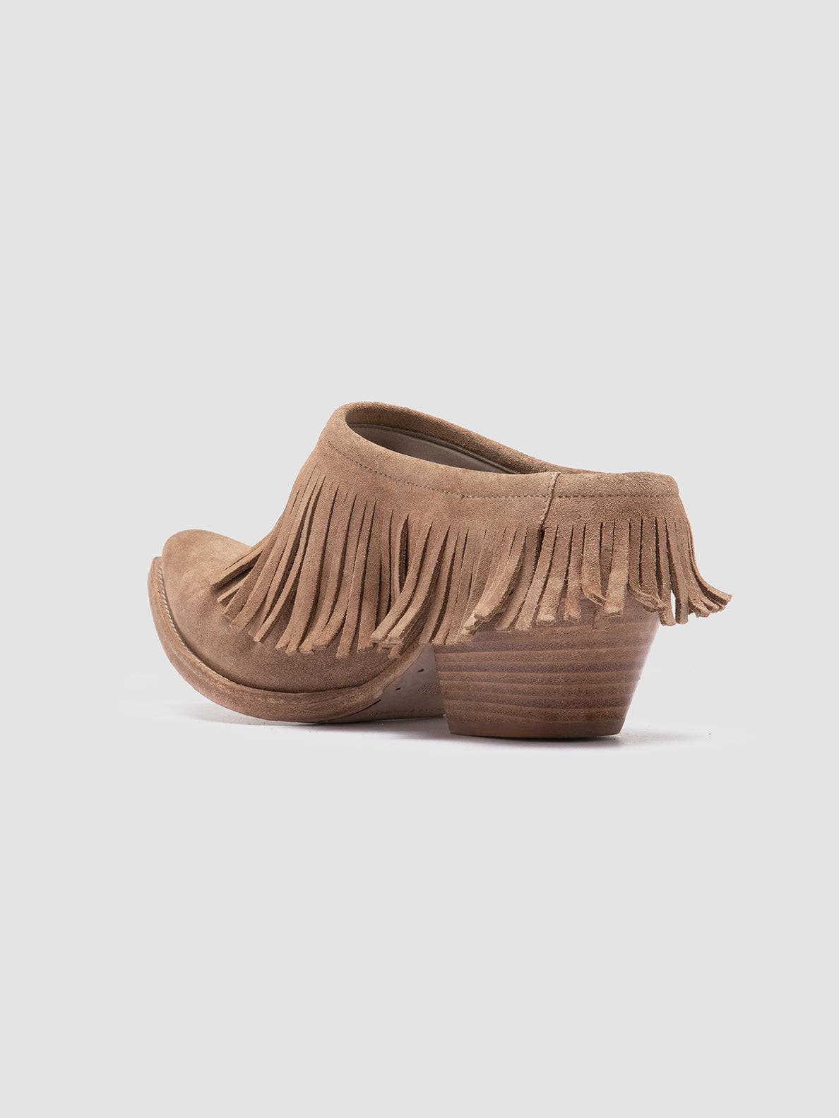 Officine Creative Wanda DD 108 Suede Fringe Mules, Alternate, color, Taupe