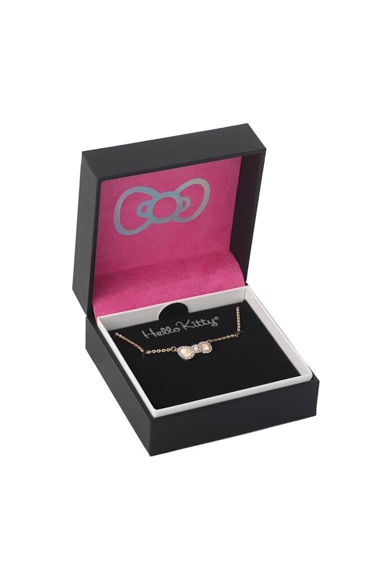 White Sapphire Bow Necklace, 925 PLT 18", Alternate, color, Gold