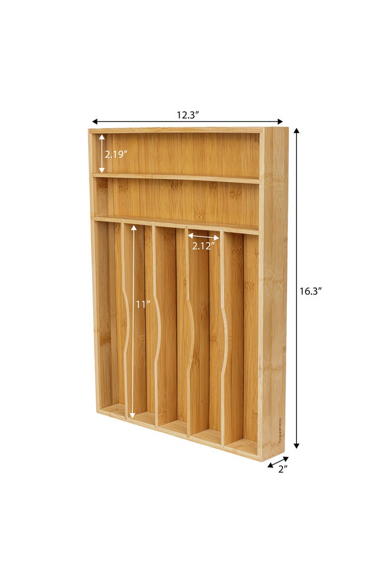 Hudson Modern Farmhouse Handcrafted  7-Slot Kitchen Drawer Organizer, Alternate, color, Natural