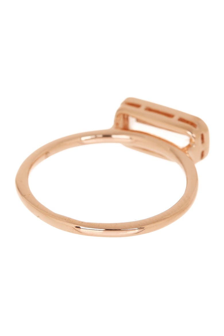 18K Rose Gold Vermeil Emerald Cut Morganite Crystal Bar Ring, Alternate, color, ROSE