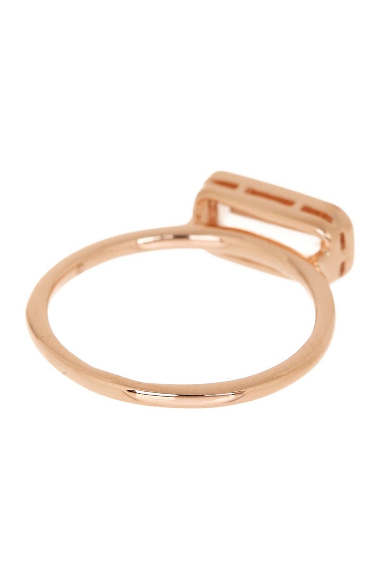 SAVVY CIE JEWELS 18K Rose Gold Vermeil Emerald Cut Morganite Crystal Bar Ring, Alternate, color, Rose
