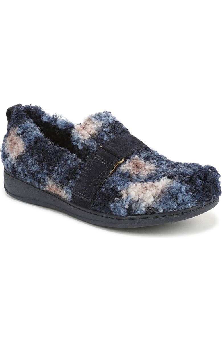Vionic Imogen Faux Shearling Clog, Main, color, Navy Multi