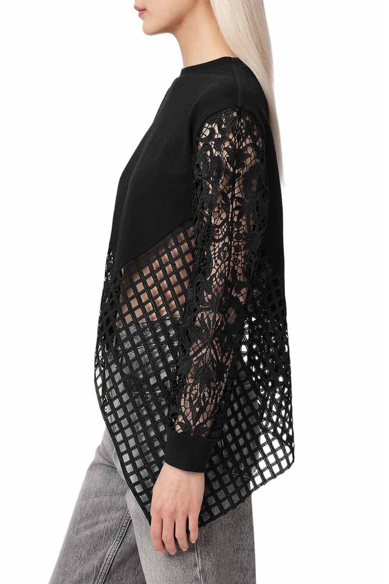 Malorie Long Sleeve Lace Shirt, Alternate, color, BLACK