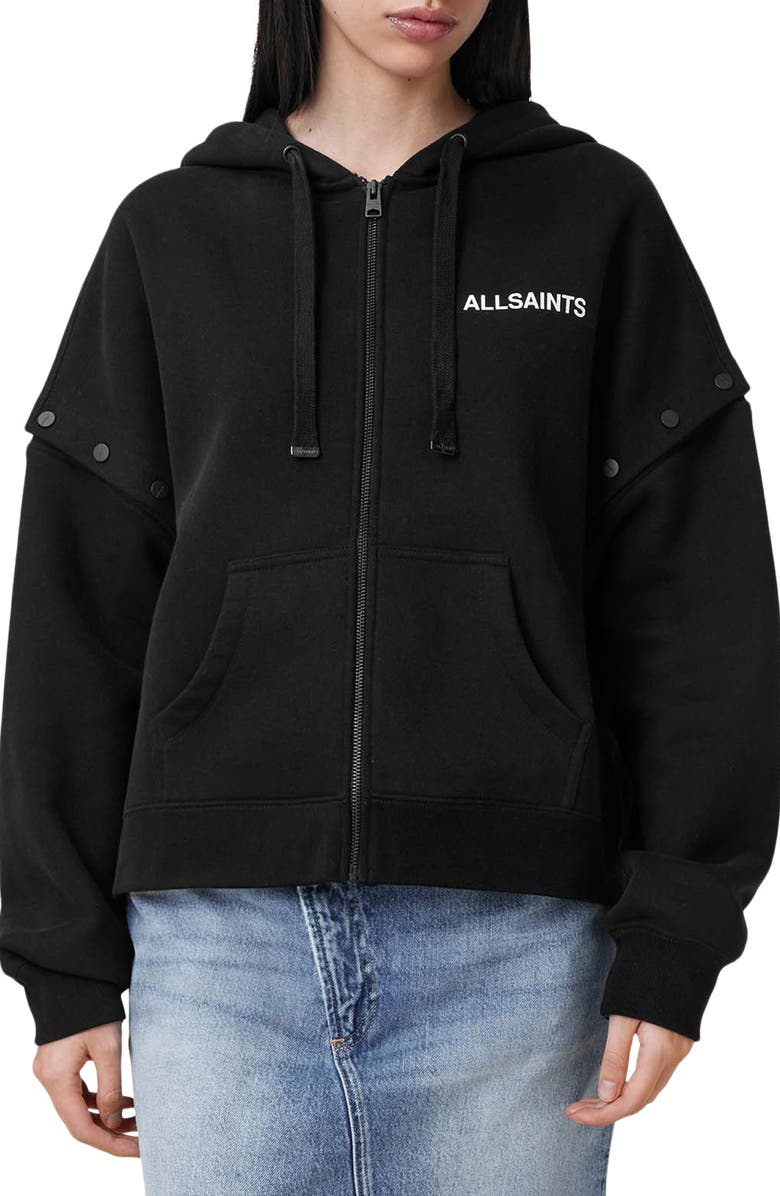 AllSaints Patcher Amphia Cotton Blend Hoodie, Main, color, 