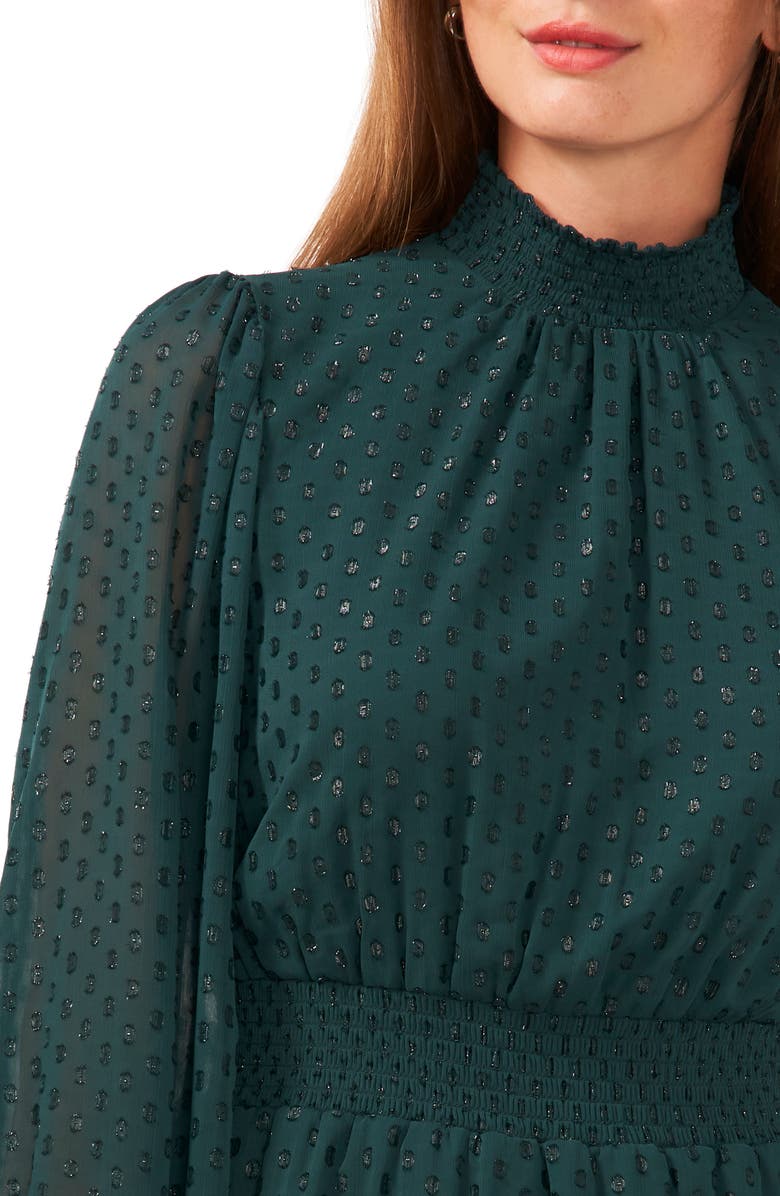 Halogen<sup>®</sup> Polka Dot Long Sleeve Tiered Ruffle Minidress, Alternate, color, 